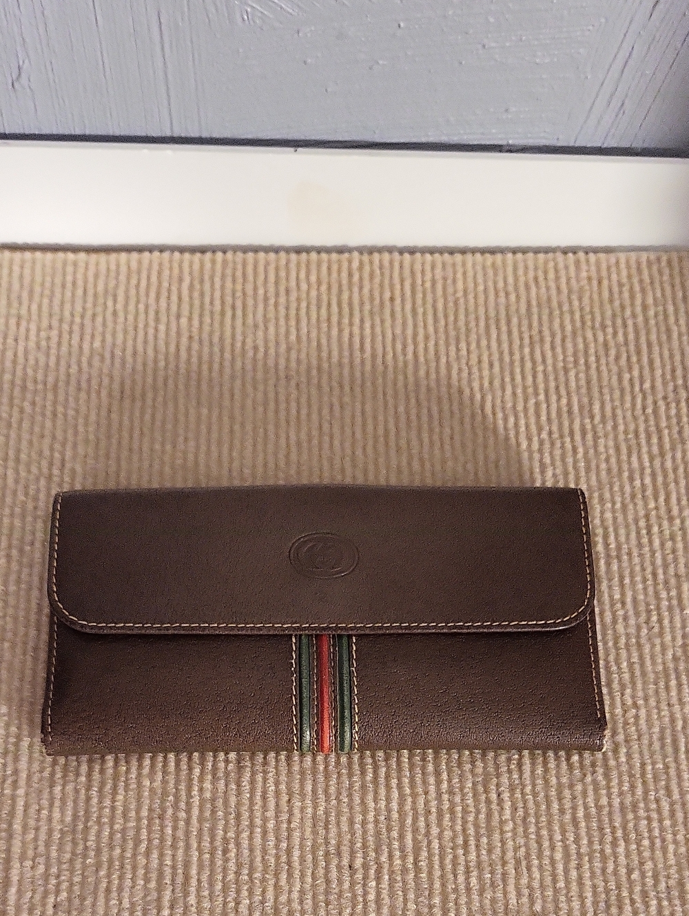 Vintage Gucci Women Wallet Bifold Brown Leather Clutch Cardholder Made in Italy